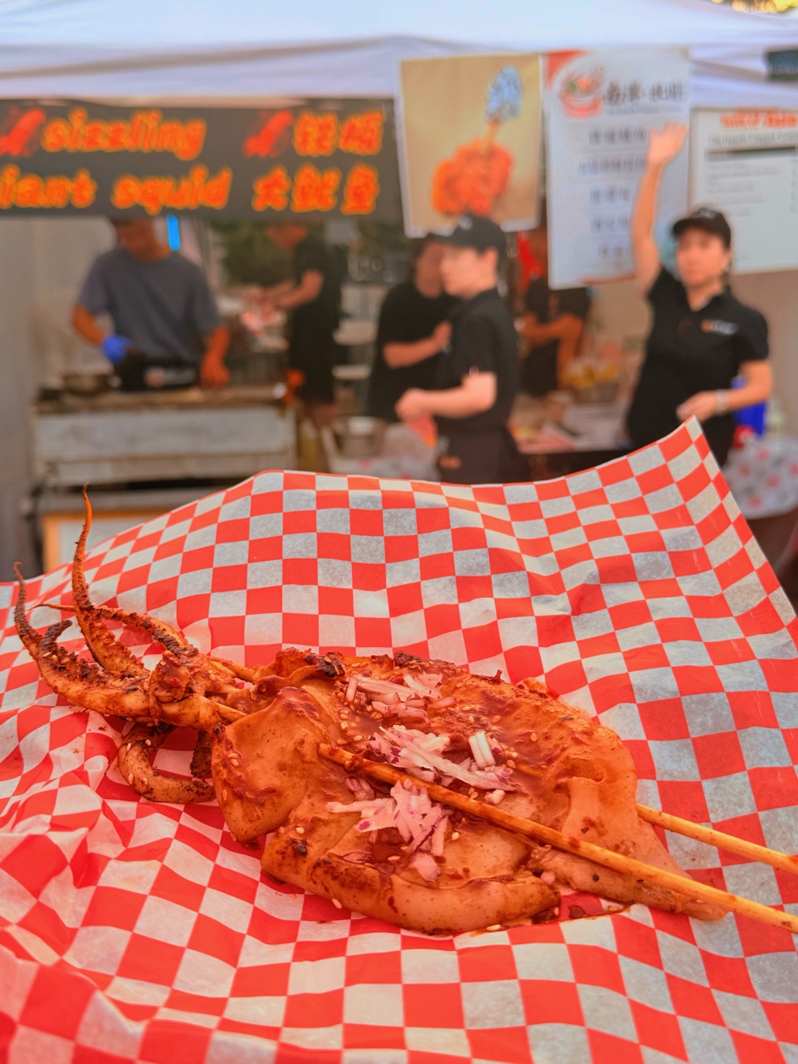 Freshly grilled skewers ready to serve at Taste of Asia